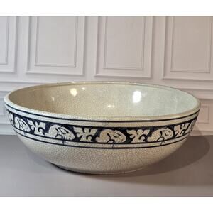 Dedham Antique Pottery Rabbit Design Makers Mark Signed Large Crackled Bowl